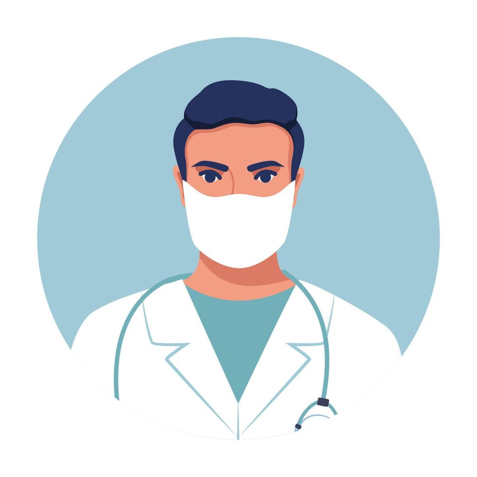 doctor round avatar medicine flat avatar with male doctor medical clinic team round icon medical collection illustration vector